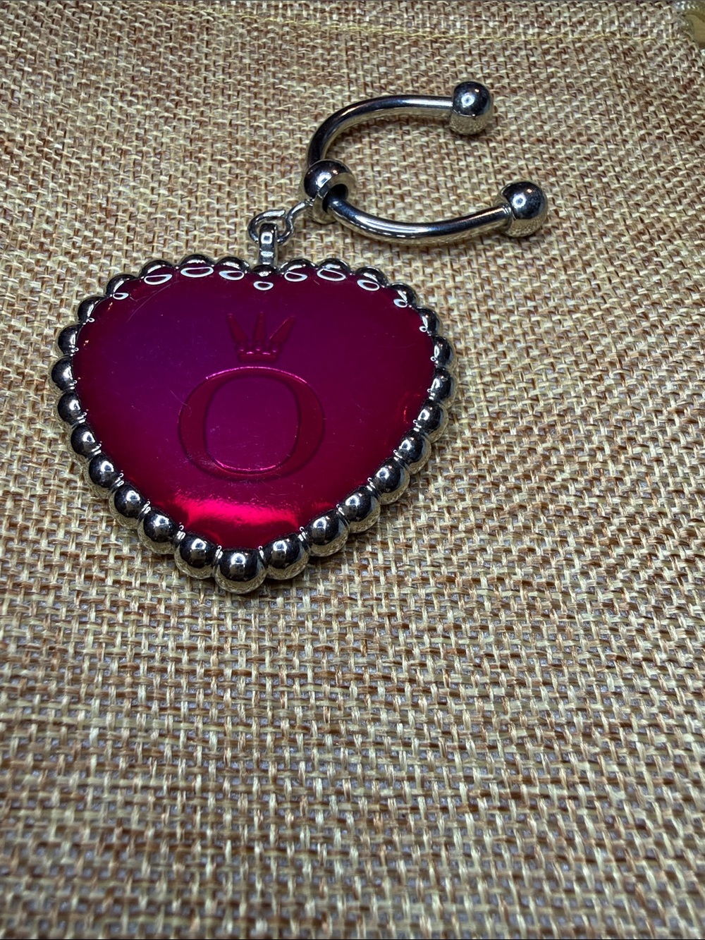 Pandora Fuchsia Heart Keychain Charm with Crown Motif